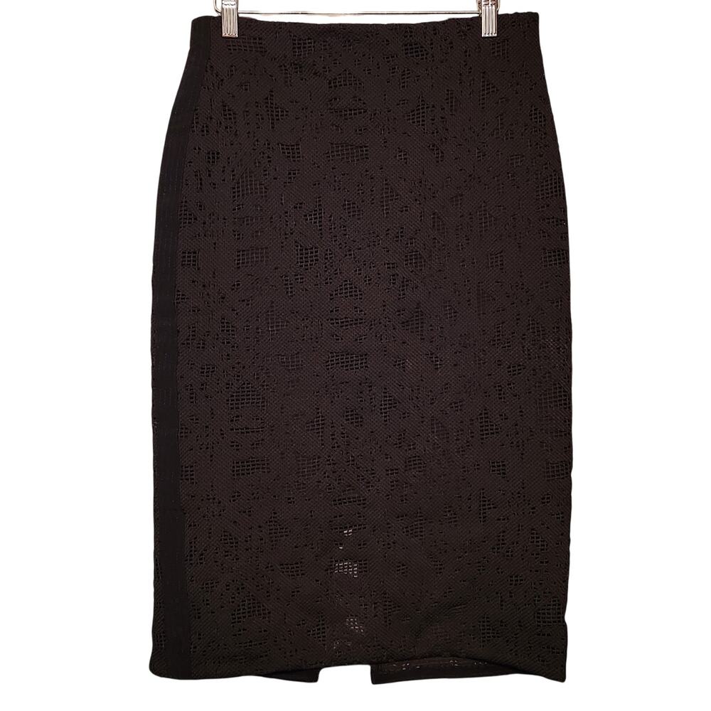 Rebecca Taylor Size 8 Black Lace Pencil Skirt
